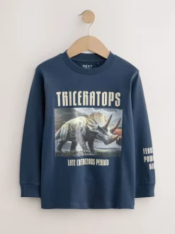 Marineblauw/blauw/ecru dinosaurus - Bedrukte T-shirts met lange mouwen verpakking van 3 (3 - 16 jr)
