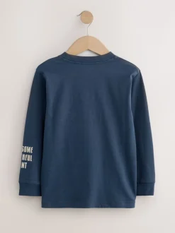Marineblauw/blauw/ecru dinosaurus - Bedrukte T-shirts met lange mouwen verpakking van 3 (3 - 16 jr)