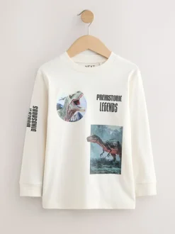Marineblauw/blauw/ecru dinosaurus - Bedrukte T-shirts met lange mouwen verpakking van 3 (3 - 16 jr)
