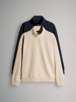 Marineblauw/bruin - The Set 2 Pack Zip Neck Sweatshirts