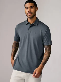 Marineblauw/bruin/grijs/wit/saliegroen - Normale Pasvorm - Set van 5 jersey poloshirts met korte mouwen