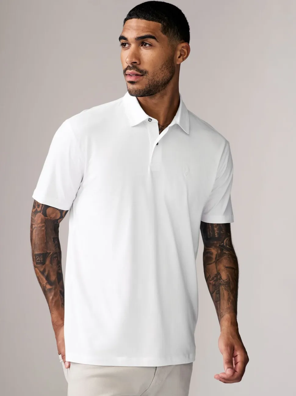Marineblauw/bruin/grijs/wit/saliegroen - Normale Pasvorm - Set van 5 jersey poloshirts met korte mouwen