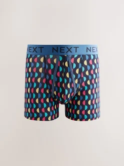 Marineblauwe kleur met opvallende stippen en strepen - Verpakking van 10 - Boxershorts met A-voorkant