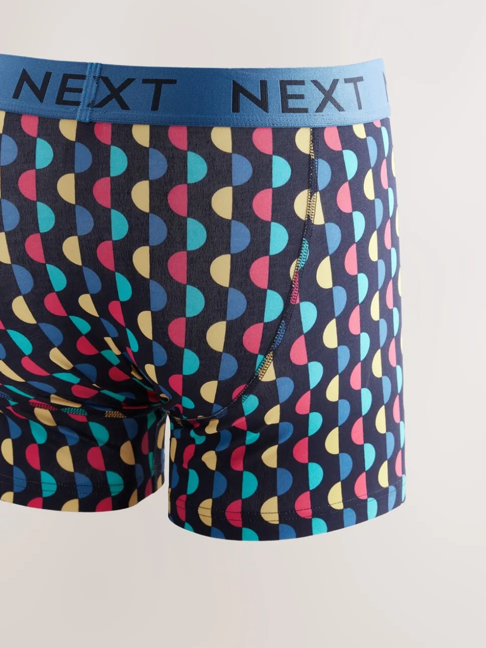 Marineblauwe kleur met opvallende stippen en strepen - Verpakking van 10 - Boxershorts met A-voorkant