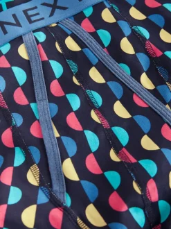 Marineblauwe kleur met opvallende stippen en strepen - Verpakking van 10 - Boxershorts met A-voorkant