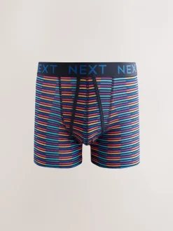 Marineblauwe kleur met opvallende stippen en strepen - Verpakking van 10 - Boxershorts met A-voorkant