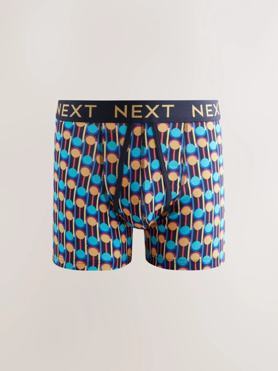 Marineblauwe kleur met opvallende stippen en strepen - Verpakking van 10 - Boxershorts met A-voorkant