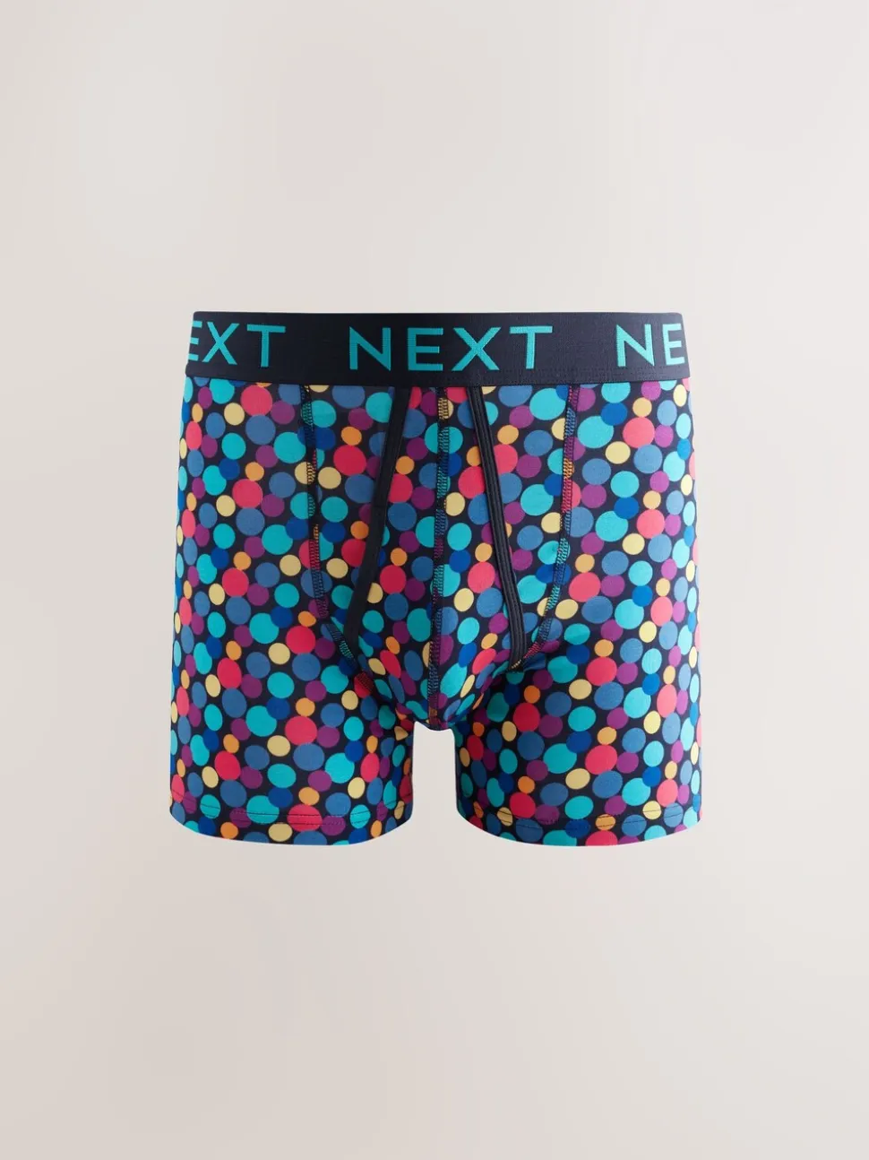 Marineblauwe kleur met opvallende stippen en strepen - Verpakking van 10 - Boxershorts met A-voorkant