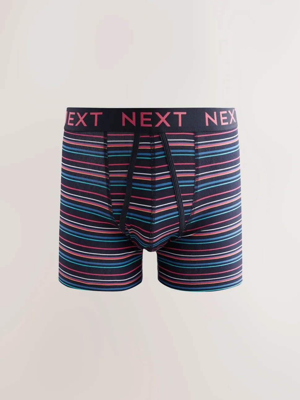 Marineblauwe kleur met opvallende stippen en strepen - Verpakking van 10 - Boxershorts met A-voorkant