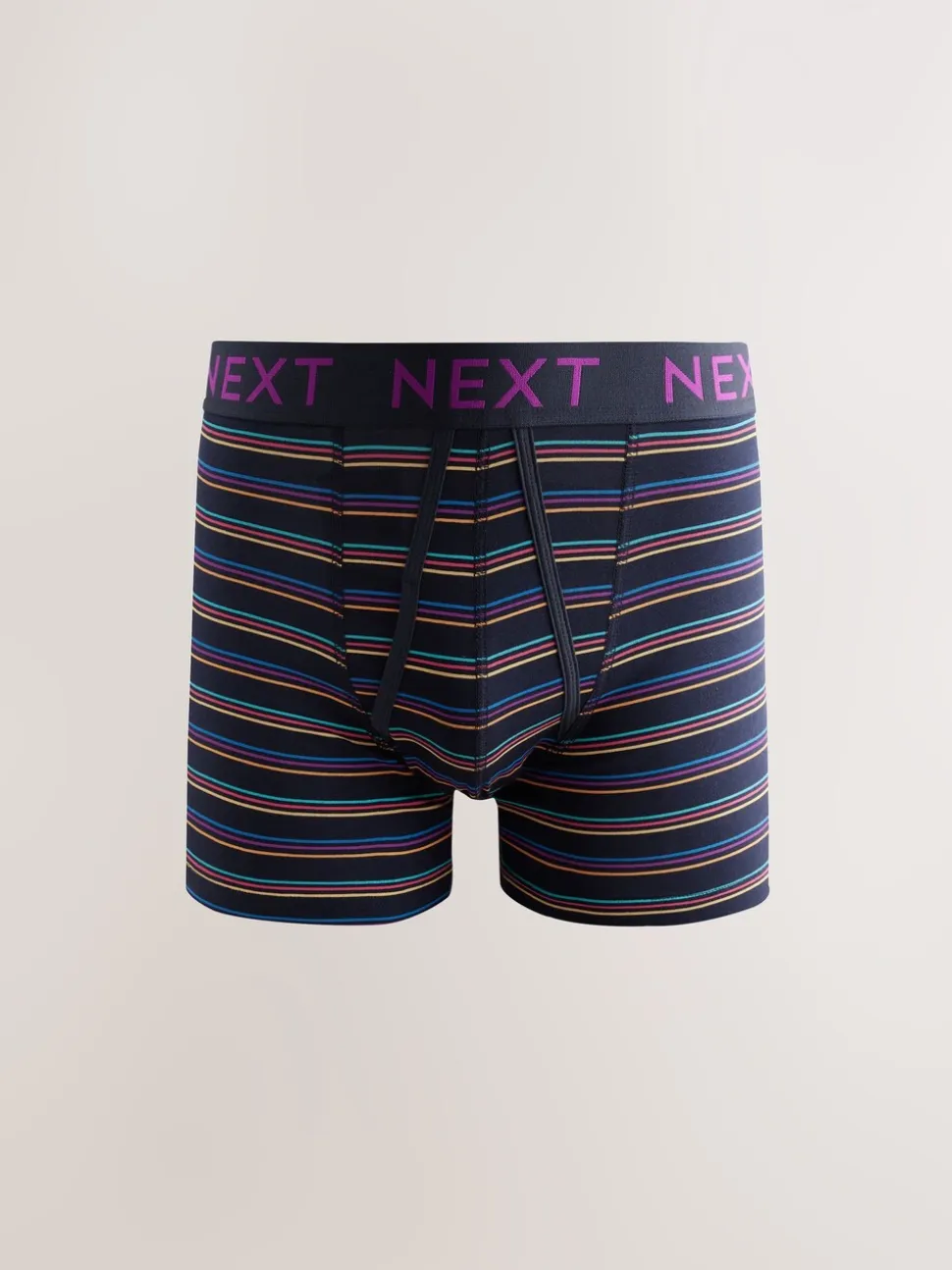 Marineblauwe kleur met opvallende stippen en strepen - Verpakking van 10 - Boxershorts met A-voorkant