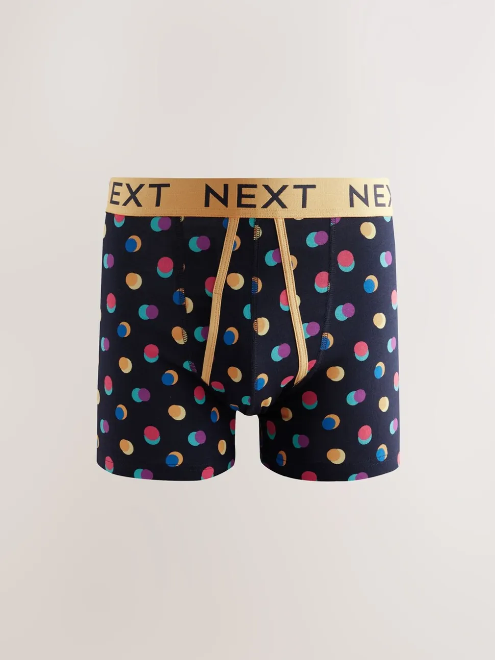 Marineblauwe kleur met opvallende stippen en strepen - Verpakking van 10 - Boxershorts met A-voorkant