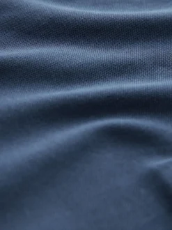 Marineblauwe Ottoman - Regular fit poloshirt met korte mouwen en contrasterende randen