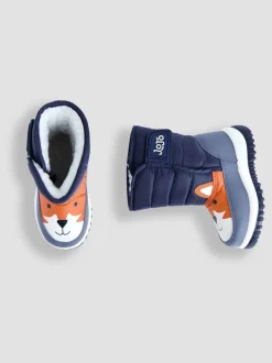 Marineblauwe sokken met vos - JoJo Maman Bébé - Behaaglijke sneeuwlaarzen