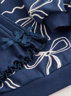 Marineblauwe Strik Print - Set van sweatshirt en uitlopende legging (3mnd -7jr)