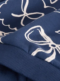 Marineblauwe Strik Print - Set van sweatshirt en uitlopende legging (3mnd -7jr)