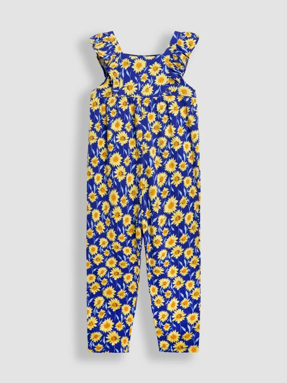 Marineblauwe zonnebloem - JoJo Maman Bébé jumpsuit met ruches vooraan