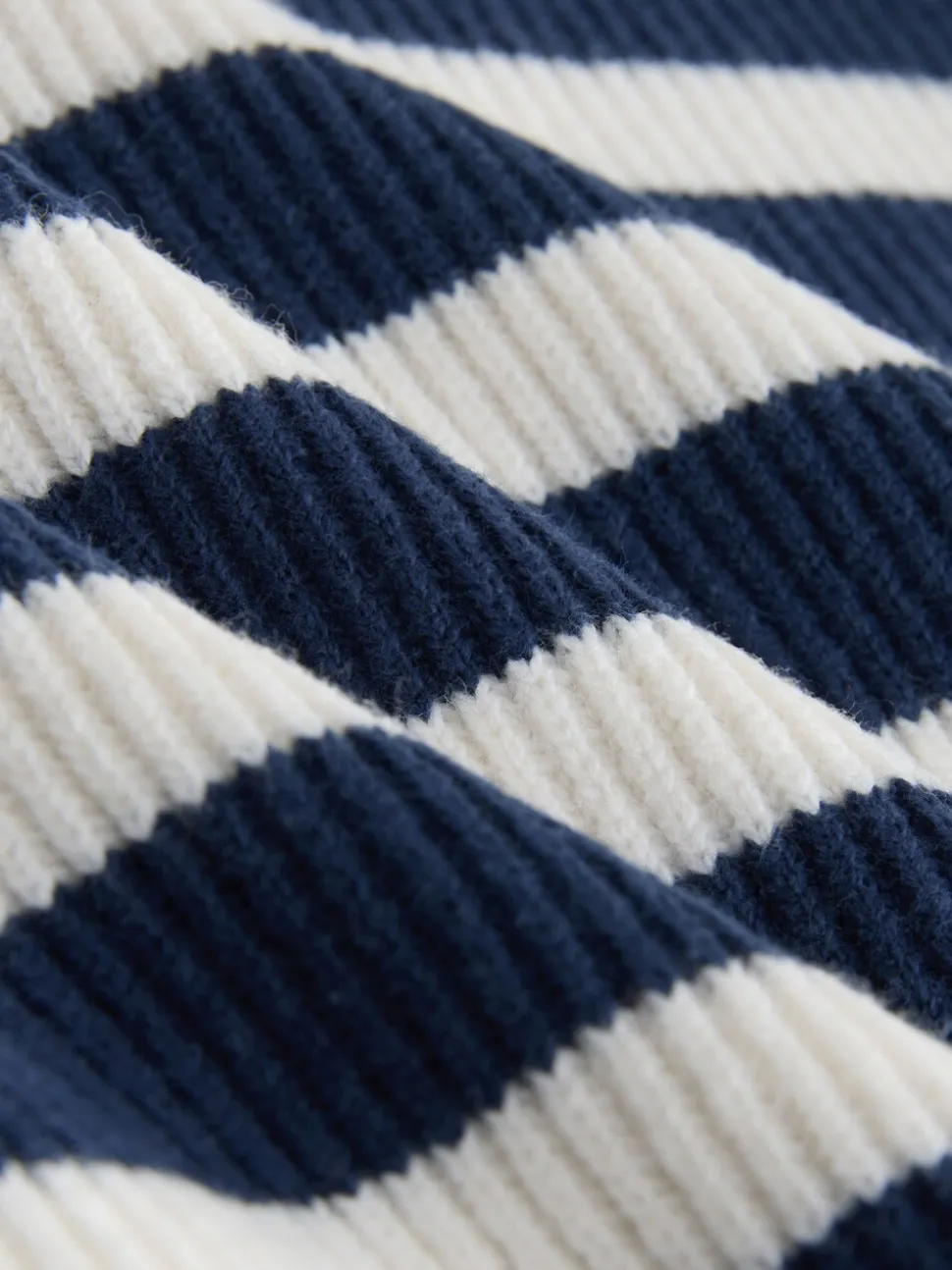 Marineblauw/Ecru Strepen - Gebreide trui met kwartrits (3mnd-7jr)