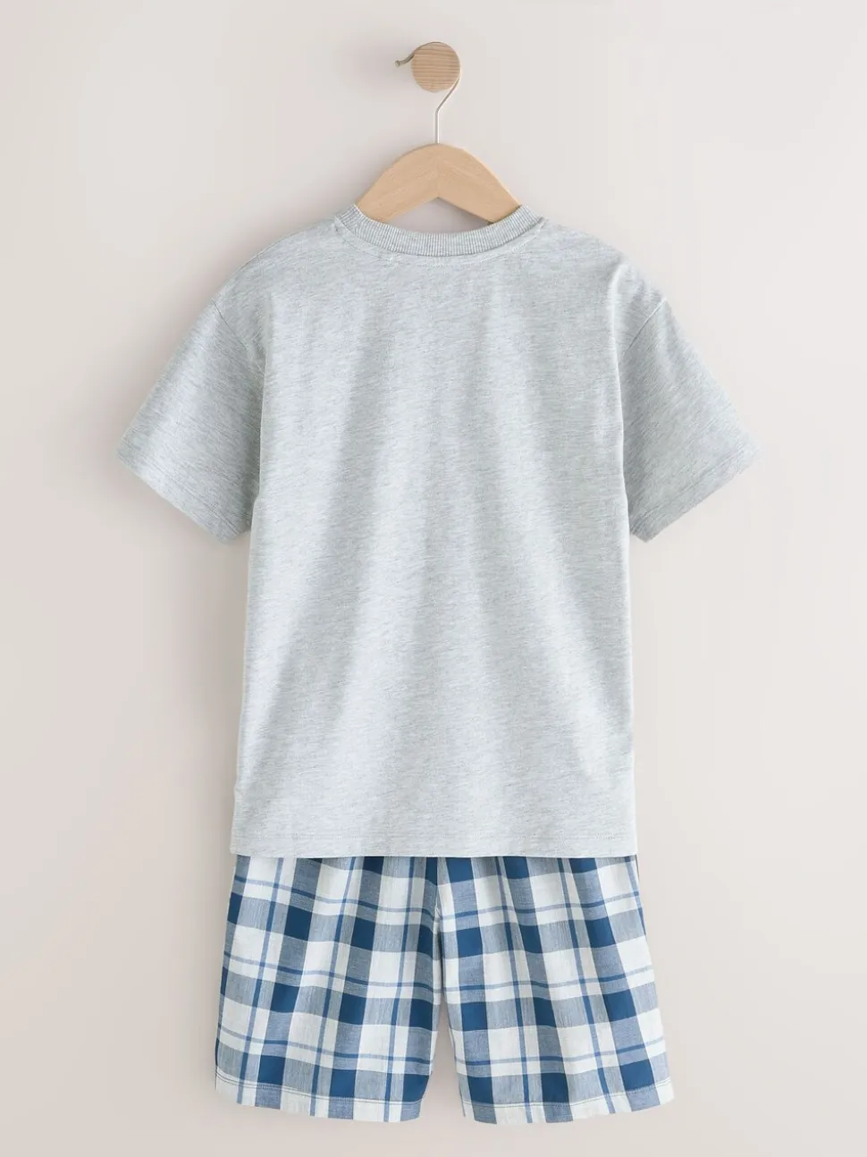 Marineblauw/grijs - 2 Pack Geweven Ruit Oversized Pyjama's (3-16jr)