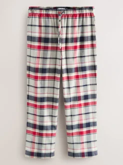 Marineblauw/grijs - Geruite geweven pyjamaset met korte mouwen