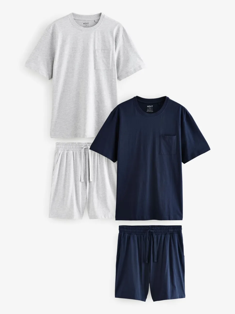 Marineblauw/grijs - Korte jersey pyjama's verpakking van 2