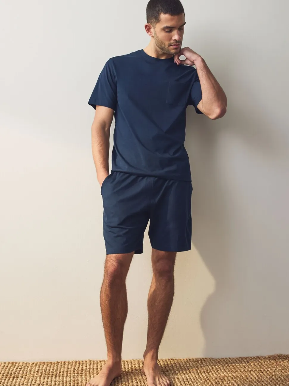 Marineblauw/grijs - Korte jersey pyjama's verpakking van 2