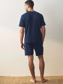 Marineblauw/grijs - Korte jersey pyjama's verpakking van 2