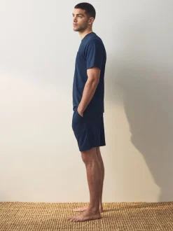 Marineblauw/grijs - Korte jersey pyjama's verpakking van 2