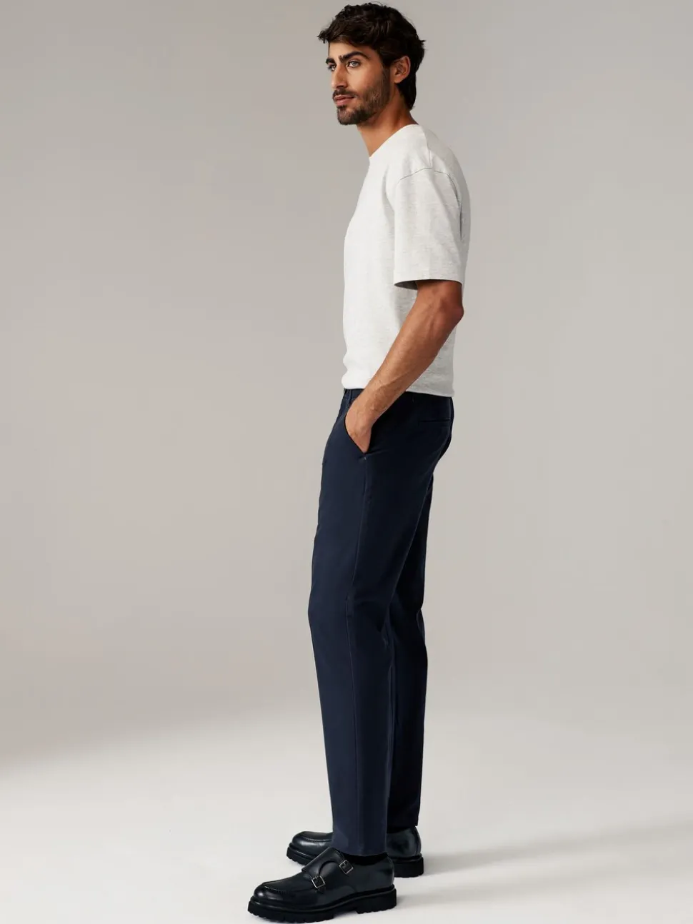 Marineblauw/grijs antraciet - Slim Fit - Stretch chino's verpakking van 2