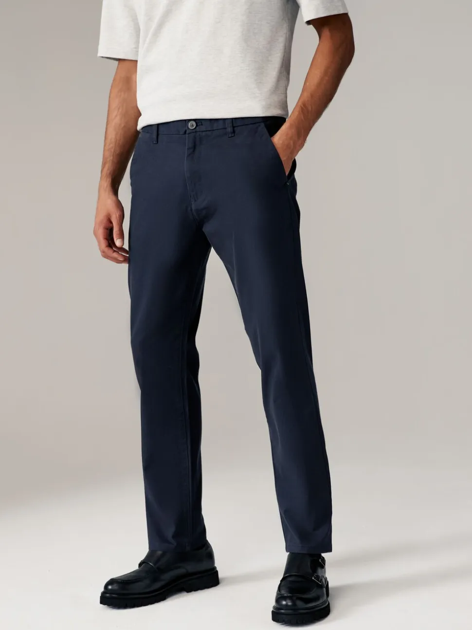 Marineblauw/grijs antraciet - Slim Fit - Stretch chino's verpakking van 2