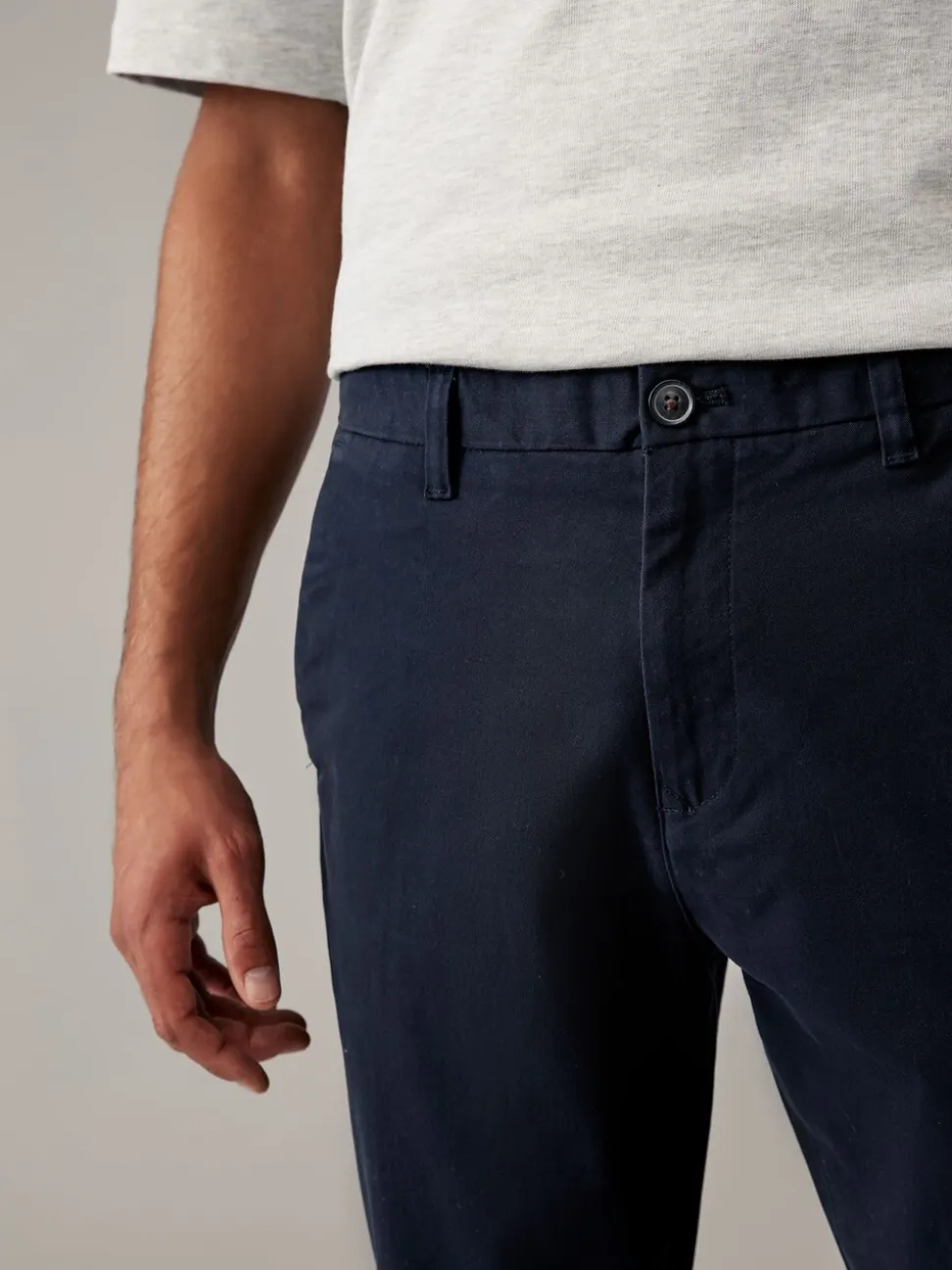 Marineblauw/grijs antraciet - Slim Fit - Stretch chino's verpakking van 2