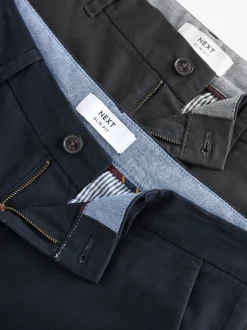 Marineblauw/grijs antraciet - Slim Fit - Stretch chino's verpakking van 2