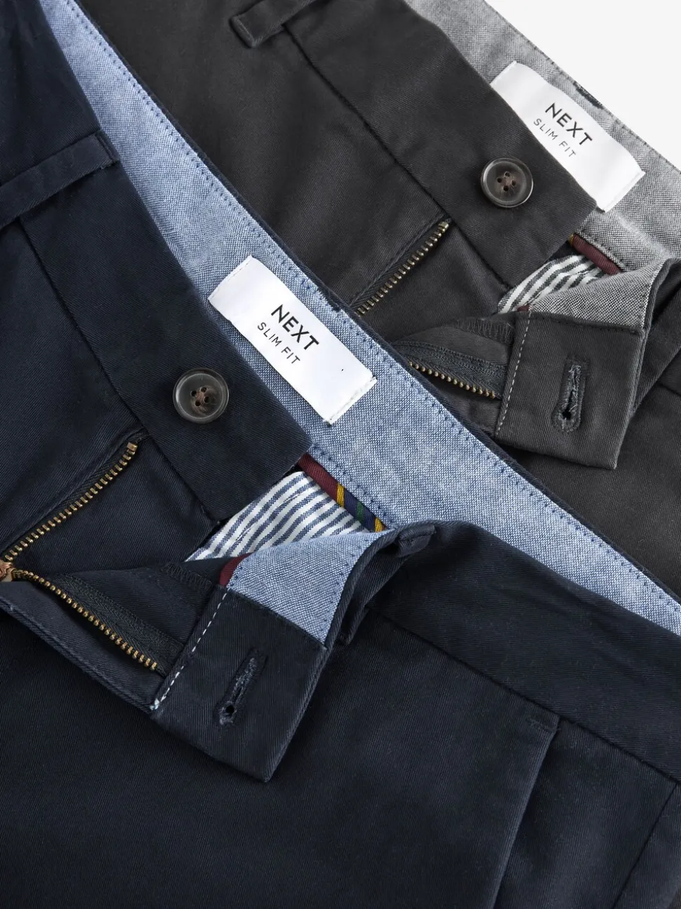 Marineblauw/grijs antraciet - Slim Fit - Stretch chino's verpakking van 2