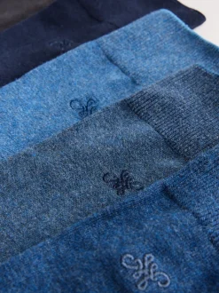 Marineblauw/grijs gemêleerd - 10 Paar fris blijvende sokken met borduursel