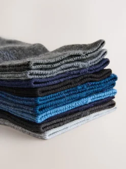 Marineblauw/grijs gemêleerd - 10 Paar fris blijvende sokken met borduursel