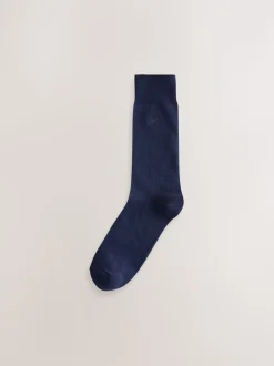 Marineblauw/grijs gemêleerd - 10 Paar fris blijvende sokken met borduursel