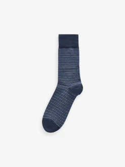 Marineblauw/grijs met motief - Verpakking van 12 - Herensokken met hoog katoengehalte