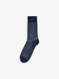 Marineblauw/grijs met motief - Verpakking van 12 - Herensokken met hoog katoengehalte