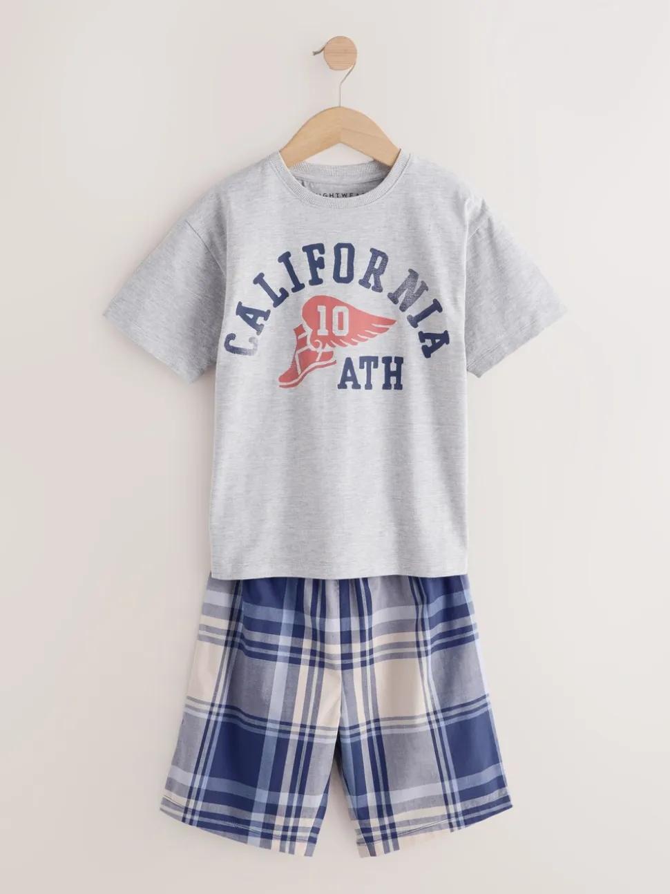 Marineblauw/grijs varsity - Verpakking van 2 geweven geruite pyjama's (4 - 16 jr)