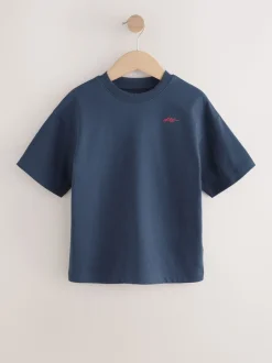 Marineblauw/grijs/paarsrood - Short Sleeve Logo Chest Graphic T-Shirts 4 Pack (3-16yrs)