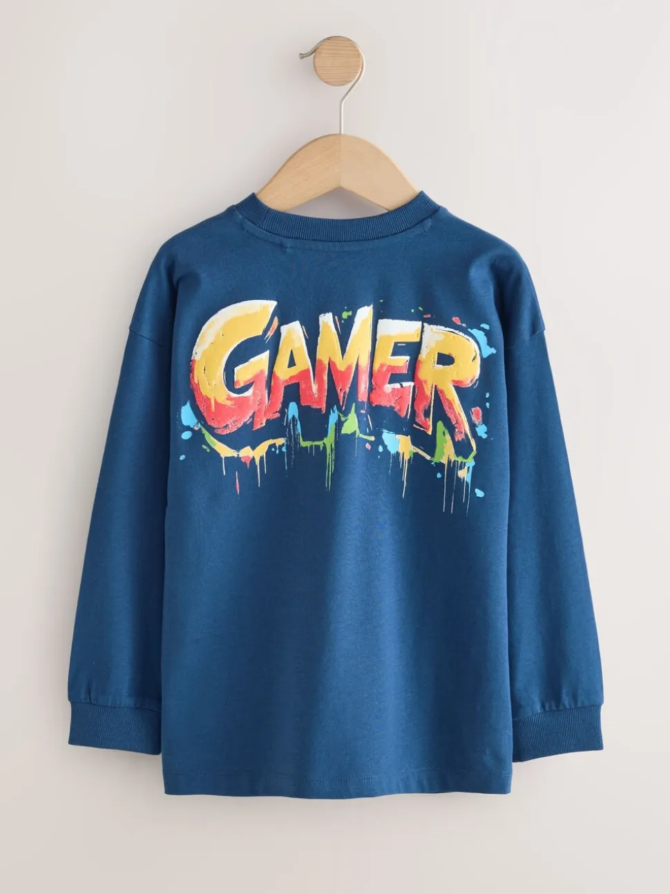 Marineblauw/grijs/rood Gamer - 3 Relaxed Fit T-shirts met grafische print en lange mouwen (3-16jr)
