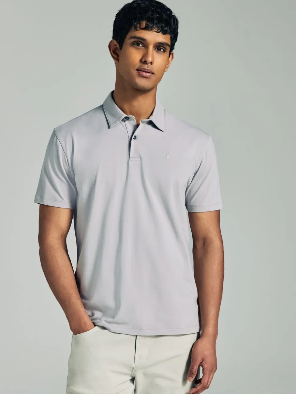 Marineblauw/grijs/roze - Set van 3 jersey poloshirts met korte mouwen