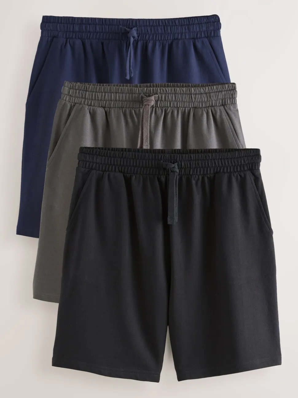 Marineblauw/grijs/zwart - Loopback Soft Touch Shorts 3 Pack