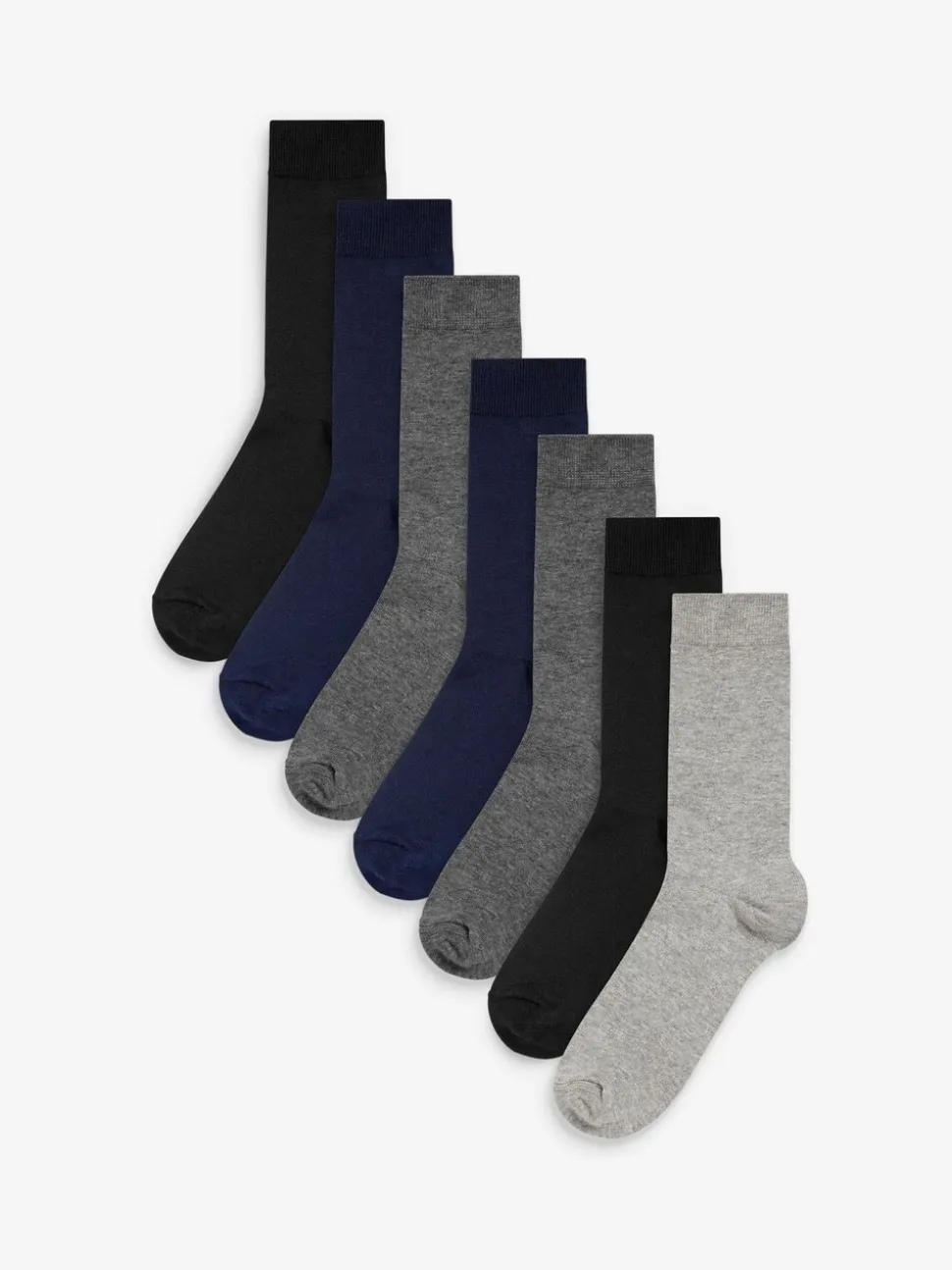 Marineblauw/grijs/zwart - Verpakking van 7 - Herensokken met hoog katoengehalte