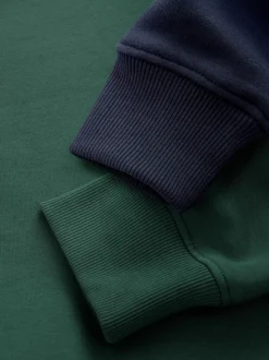 Marineblauw/groen - Cotton Rich Jersey Crew Sweatshirts 2 Pack
