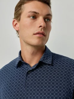 Marineblauw/groen/bordeauxrood/geometrisch - Set van 3 jersey poloshirts met korte mouwen