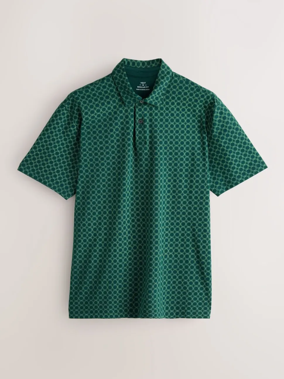Marineblauw/groen/bordeauxrood/geometrisch - Set van 3 jersey poloshirts met korte mouwen