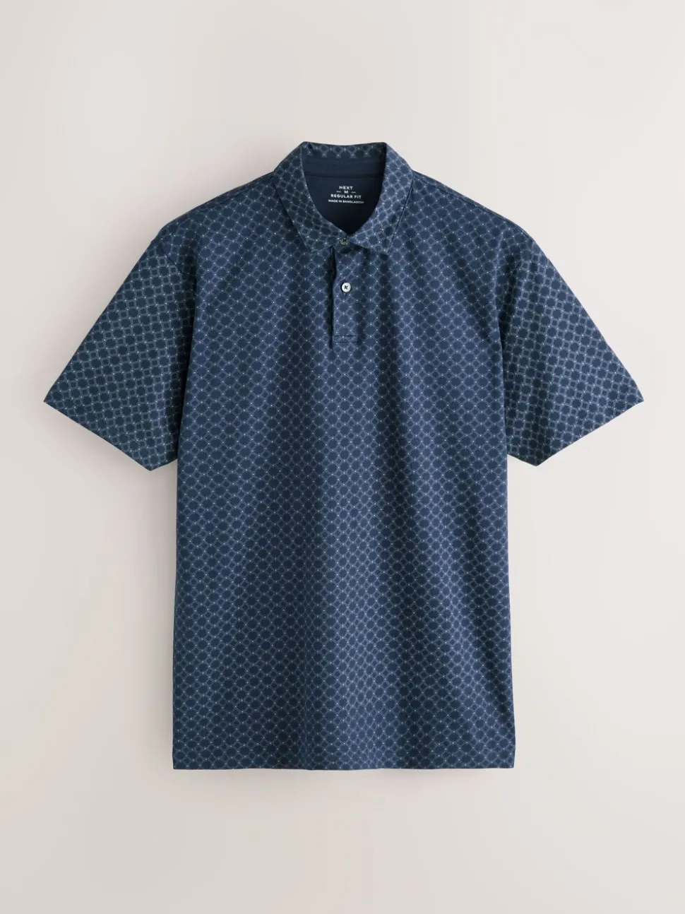 Marineblauw/groen/bordeauxrood/geometrisch - Set van 3 jersey poloshirts met korte mouwen