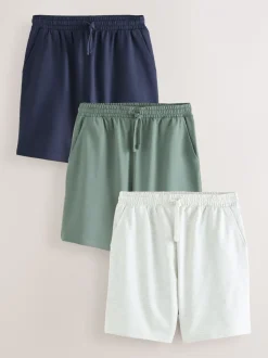 Marineblauw/groen/ijsgrijs - Loopback Soft Touch Shorts 3 Pack