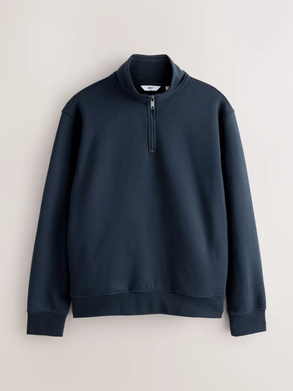 Marineblauw/kakigroen - 2 Pack Zware Jersey Sweatshirts met Hoog Katoengehalte en Kwartrits bij de Hals