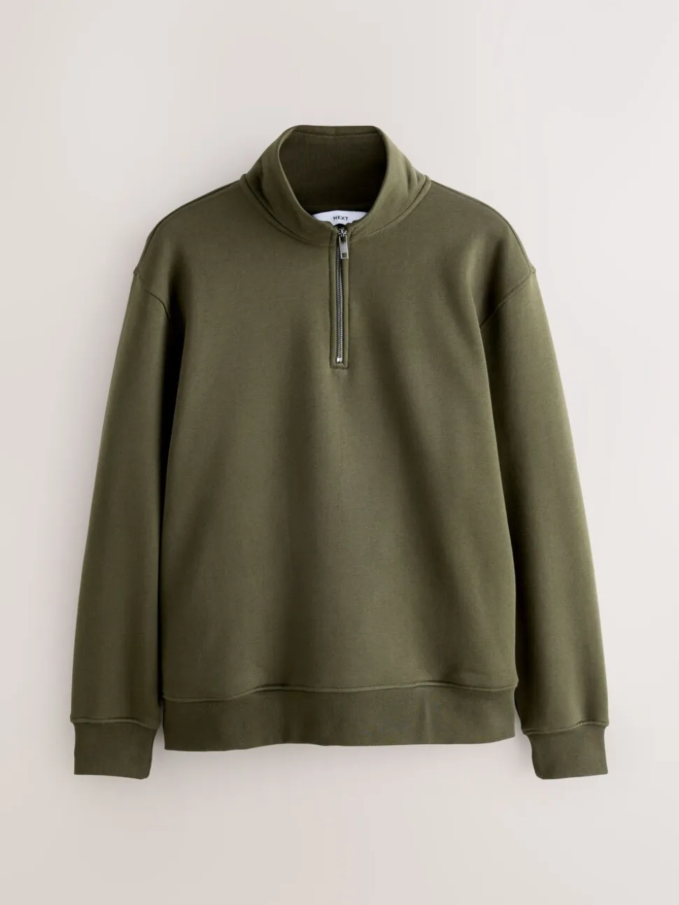 Marineblauw/kakigroen - 2 Pack Zware Jersey Sweatshirts met Hoog Katoengehalte en Kwartrits bij de Hals